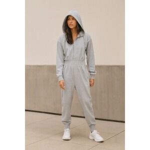 Free People Movement x HATCH Training Day Grey Hooded Half Zip Jumpsuit Size S